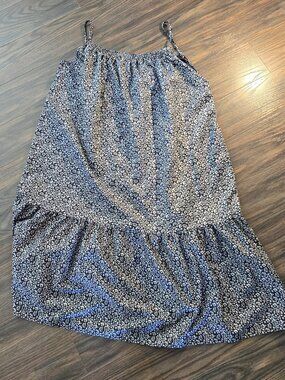 70's/Bohemian/Peasant Style Black & White Floral Sundress SIZE L